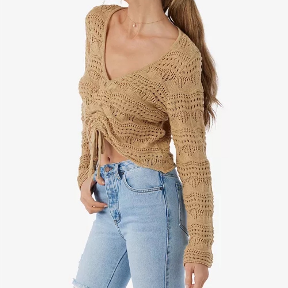 O’NEILL Cropped Tan ‘Harbor’ Knit Sweater size Medium